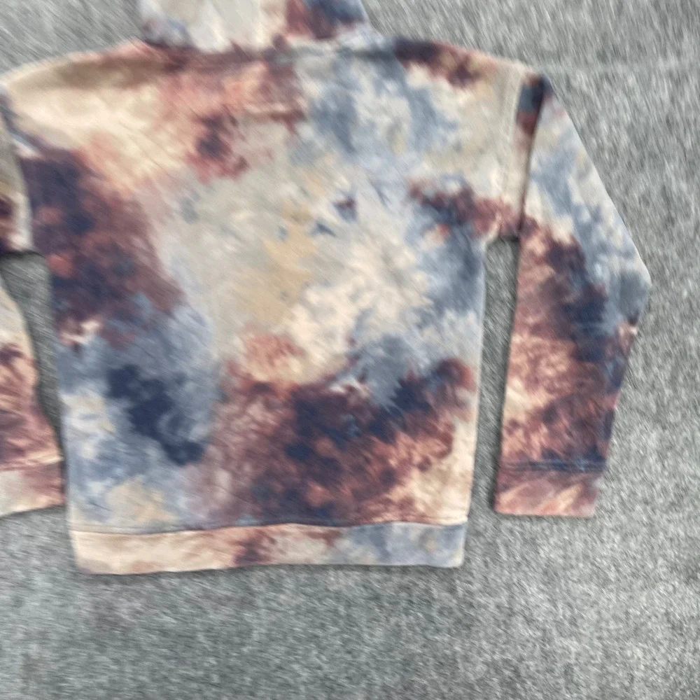 Abercrombie Hoodie Kids 9/10 Relaxed Fit Tie Dye Sweatshirt Blue Burgundy Tan
